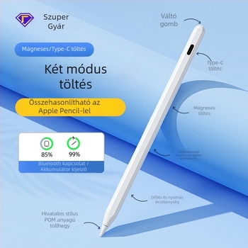 Kapacitív stylus iPadhez mágneses töltéssel, kompatibil az Apple Pencil 2. generációval, műanyag burkolat, tároló doboz készlet