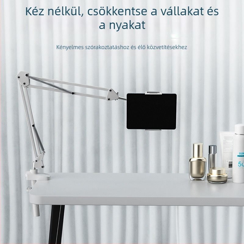 ZX02 Telefon- és tabletátartó forgó karos cantileverrel – ágy melletti vagy asztali használatra, kettős használat, szénacélból