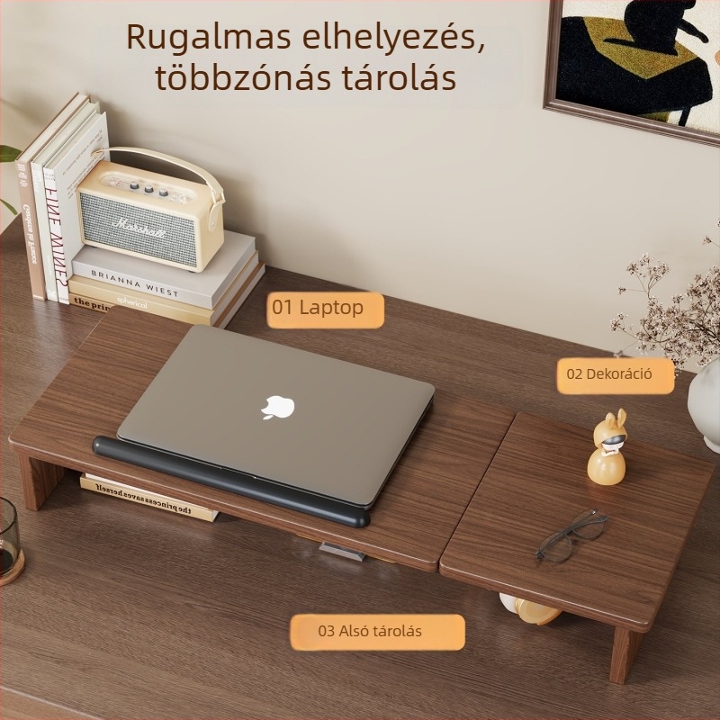 Állítható laptop- és tabletatartó – faanyagból készült asztali állvány, modell 2326298442773922304