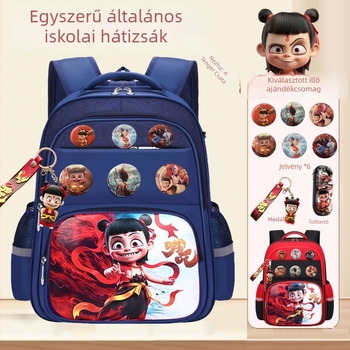 Nezha gyerek hátizsák, rajzfilm dizájn, óvodásoknak és általános iskolásoknak, poliészter, lélegző, ultra könnyű, görbült vállpántok