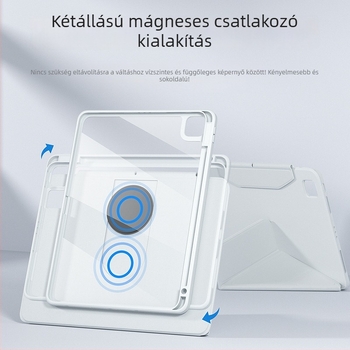 iPad Pro védőtok tolltartó rekesszel, mágneses rögzítés, TPU anyag, kétfunkciós kialakítás, hőelvezetés, állítható állvány