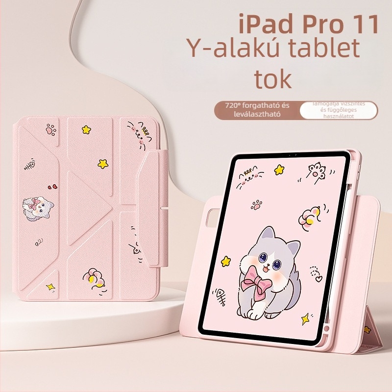 iPad Pro védőtok tolltartó rekesszel, mágneses rögzítés, TPU anyag, kétfunkciós kialakítás, hőelvezetés, állítható állvány