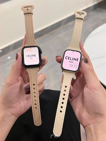 Apple Watch bőrszíj – valódi bőr, Litchi textúra, karcsú derékvonal kialakítás, kompatibilis a Series 8/7 és az Apple Watch 6/SE