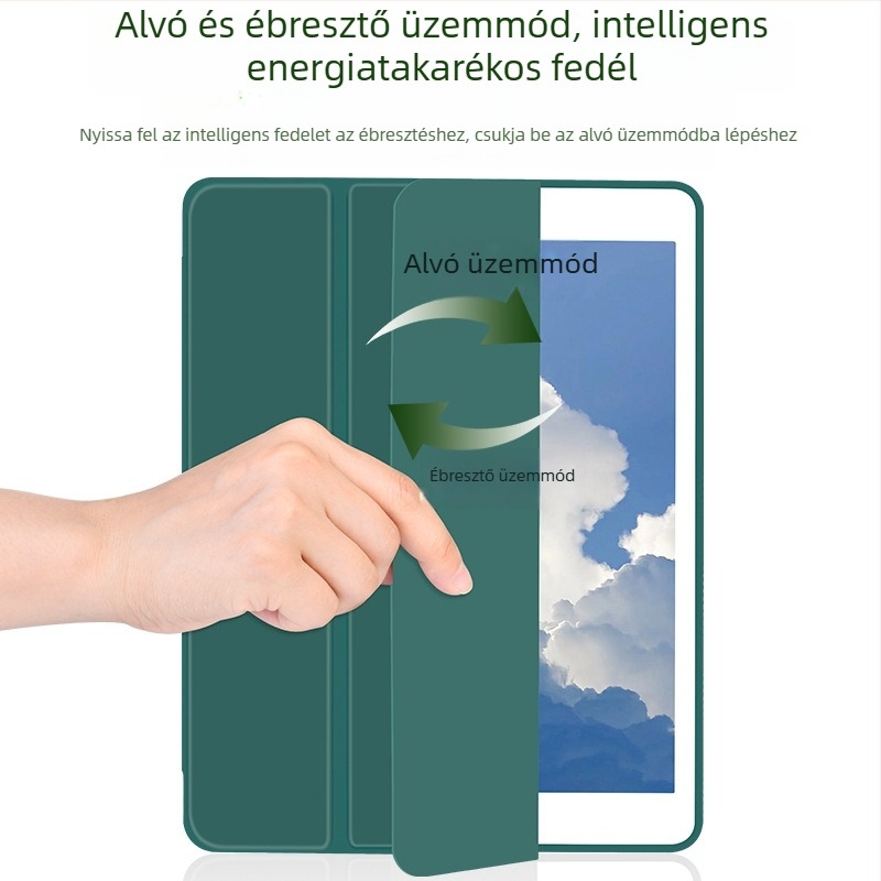 Átlátszó védőtok iPad Pro 10.5/10.2 készülékhez, tolltartóval, teljes védelem, ütésálló
