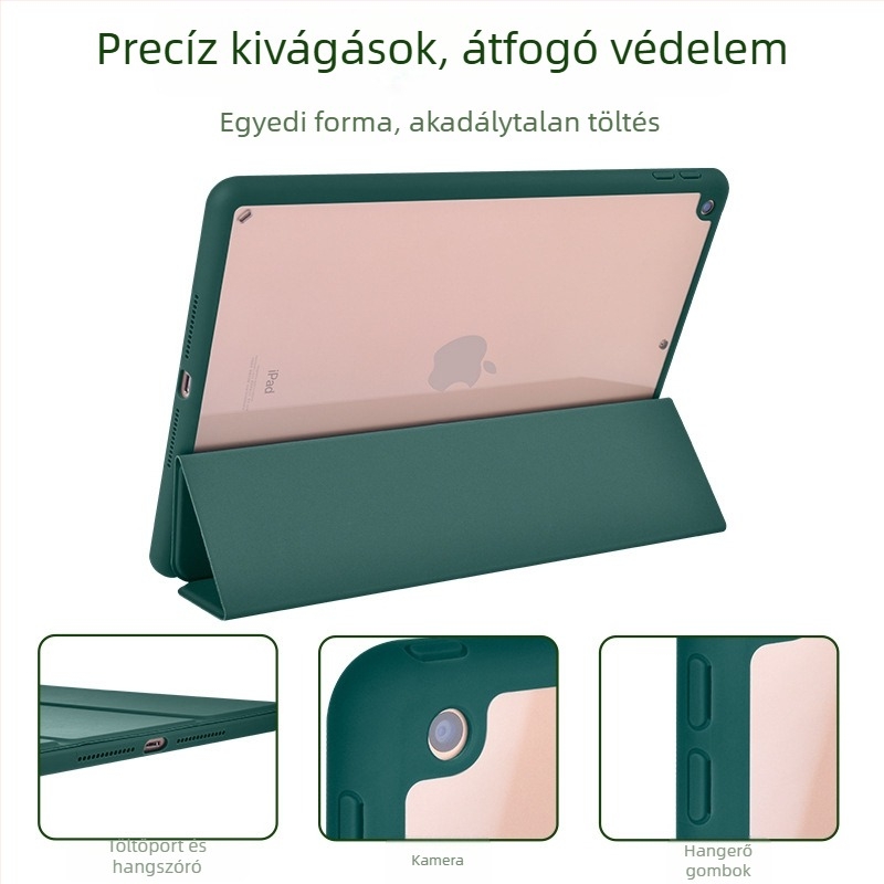 Átlátszó védőtok iPad Pro 10.5/10.2 készülékhez, tolltartóval, teljes védelem, ütésálló