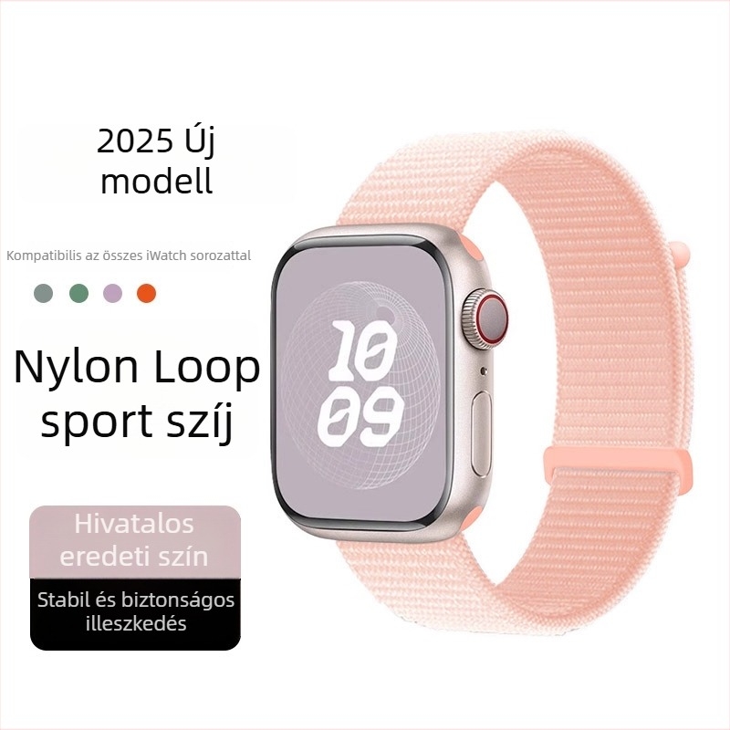 Nylon loop szíj Apple Watch-hoz, sportos stílus, mágneses csattal, kompatibilis S9/S8 modellikkel