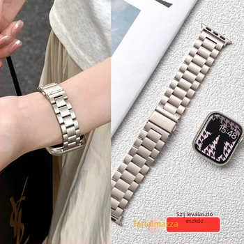 Apple Watch szíj rozsdamentes acélból, masszív dizájn, pillangó csattal, letisztult stílus