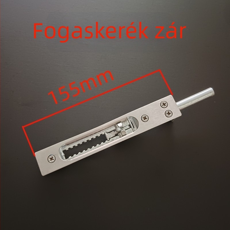 Rejtett ajtózár mechanizmus biztonsági és tűzvédelmi ajtókhoz, rozsdamentes acélból, modell 31, nehéz csap, világos felület, modern minimalista stílus