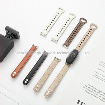 Valódi bőr dupla patentzáras karpánt, 14 mm interfész, kompatibilis Xiaomi Mi Band 10/8 NFC/9 Pro és Apple Watch 1-S10