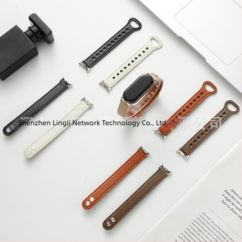 Valódi bőr dupla patentzáras karpánt, 14 mm interfész, kompatibilis Xiaomi Mi Band 10/8 NFC/9 Pro és Apple Watch 1-S10