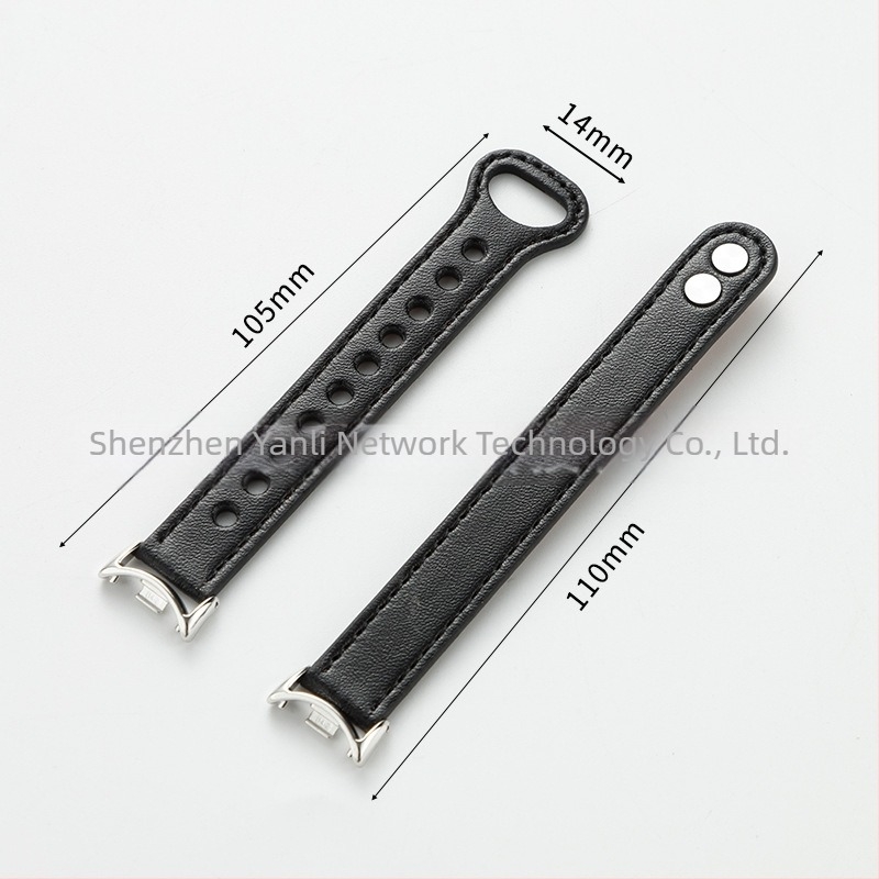 Valódi bőr dupla patentzáras karpánt, 14 mm interfész, kompatibilis Xiaomi Mi Band 10/8 NFC/9 Pro és Apple Watch 1-S10