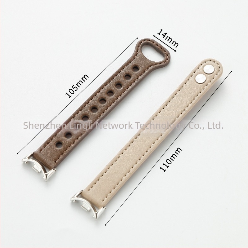Valódi bőr dupla patentzáras karpánt, 14 mm interfész, kompatibilis Xiaomi Mi Band 10/8 NFC/9 Pro és Apple Watch 1-S10