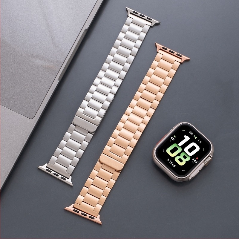 Rozsdamentes acél mágneses karóraszíj Huawei Watch GT5 és Apple S10/987, 22 mm, három gyöngy dizájn