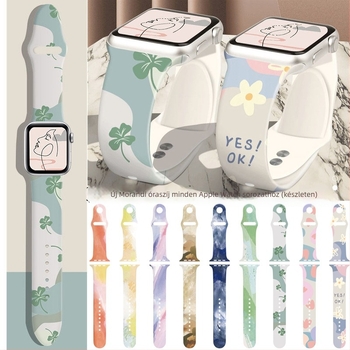 Morandi mintájú szilikon Apple Watch szíj, 24 mm, 20 g, Apple Watch-kompatibilis, 2022-es kiadás