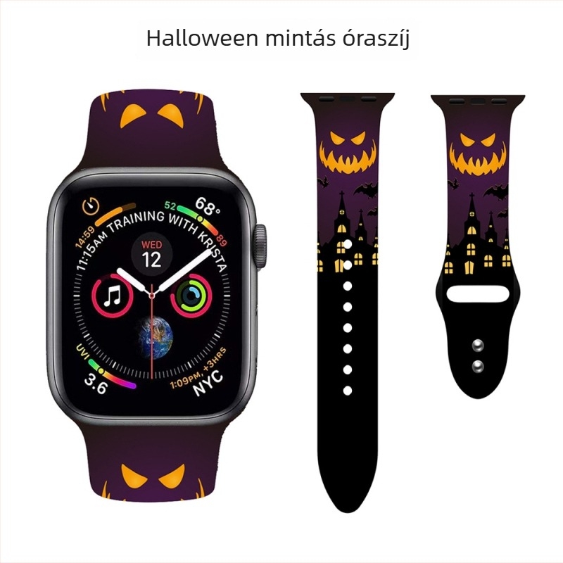 Nyomtatott szilikon szíj Apple Watch Series 8-hoz, 22 mm, színes dizájn