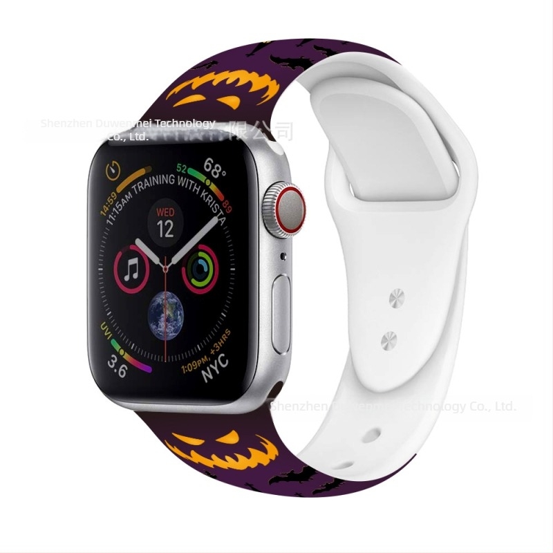 Nyomtatott szilikon szíj Apple Watch Series 8-hoz, 22 mm, színes dizájn