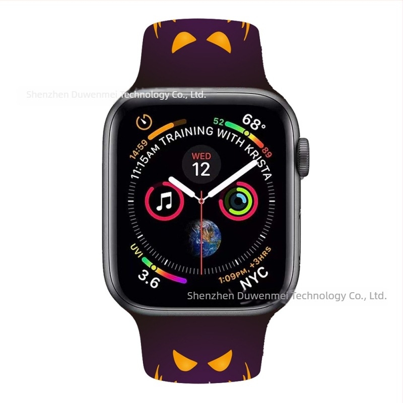 Nyomtatott szilikon szíj Apple Watch Series 8-hoz, 22 mm, színes dizájn