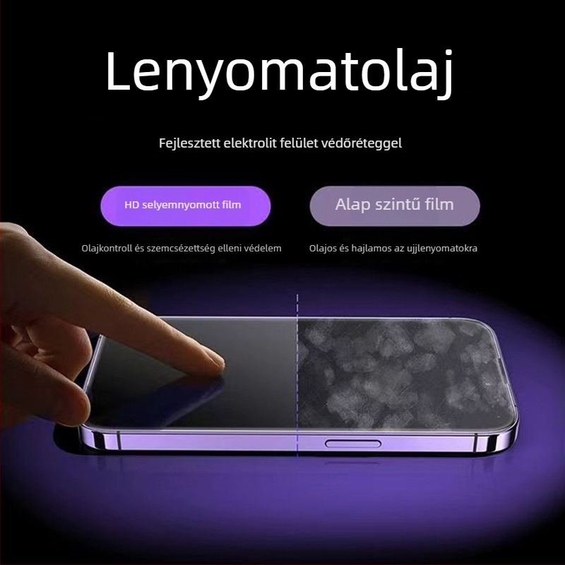 iPhone 14 Pro Max elülső edzett üveg kijelzővédő – HD, teljes kijelző, ütésálló