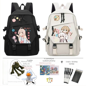 Iskolai hátizsák anime karikatúra mintával, gyerekes aranyos stílus, anyag: Oxford vászon, uniszex, 3–9 éveseknek