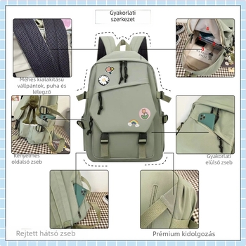 Iskolai hátizsák anime karikatúra mintával, gyerekes aranyos stílus, anyag: Oxford vászon, uniszex, 3–9 éveseknek