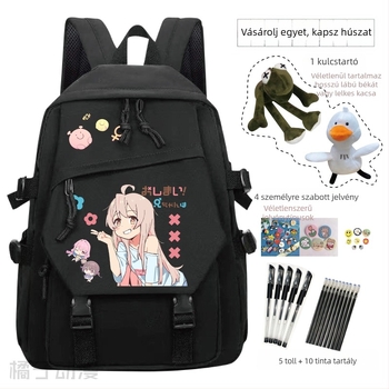 Iskolai hátizsák anime karikatúra mintával, gyerekes aranyos stílus, anyag: Oxford vászon, uniszex, 3–9 éveseknek