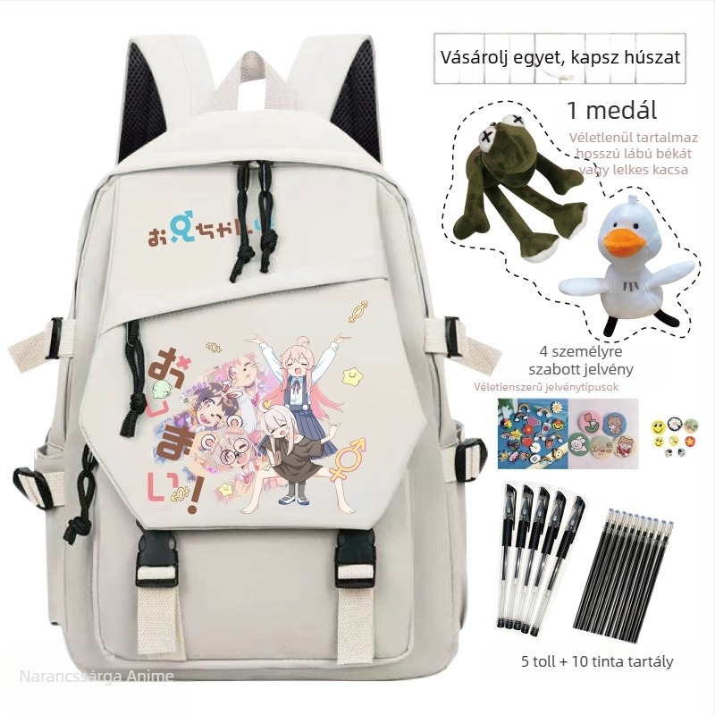 Iskolai hátizsák anime karikatúra mintával, gyerekes aranyos stílus, anyag: Oxford vászon, uniszex, 3–9 éveseknek