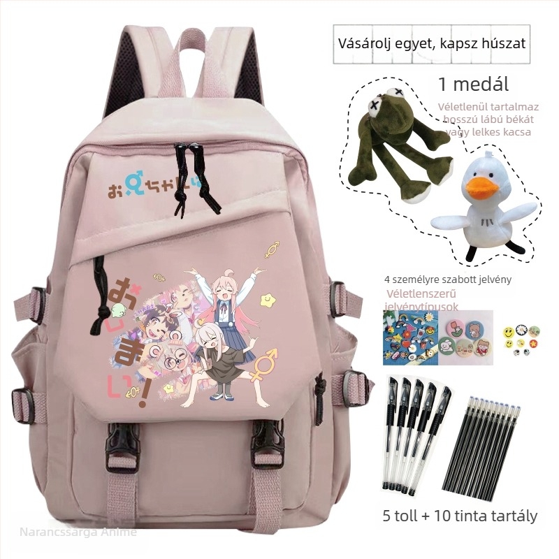 Iskolai hátizsák anime karikatúra mintával, gyerekes aranyos stílus, anyag: Oxford vászon, uniszex, 3–9 éveseknek