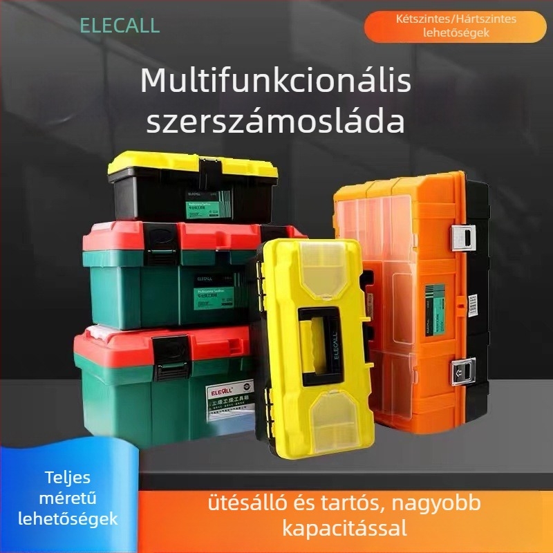 Elecall Hordozható szerszámosláda, háromrétegű kivitel, Tool Box sorozat, opció privát márka