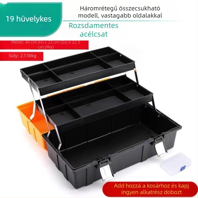 Elecall Hordozható szerszámosláda, háromrétegű kivitel, Tool Box sorozat, opció privát márka