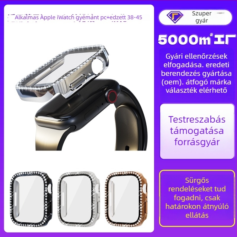 Apple Watch Series 7 tok egyréteg gyémántokkal, PC edzett fóliával