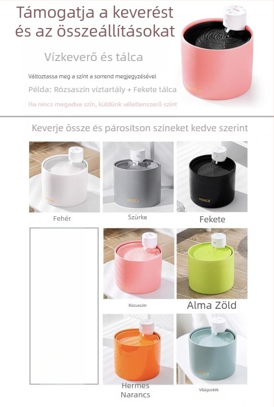 Háziállatok automata vízadagolója, kerámia tartály, újratölthető vezeték nélküli modell, leválasztható kialakítás, állandó hőmérsékletű folyó víz