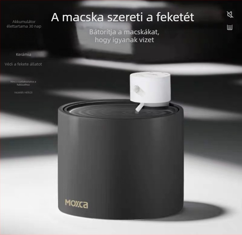 Háziállatok automata vízadagolója, kerámia tartály, újratölthető vezeték nélküli modell, leválasztható kialakítás, állandó hőmérsékletű folyó víz