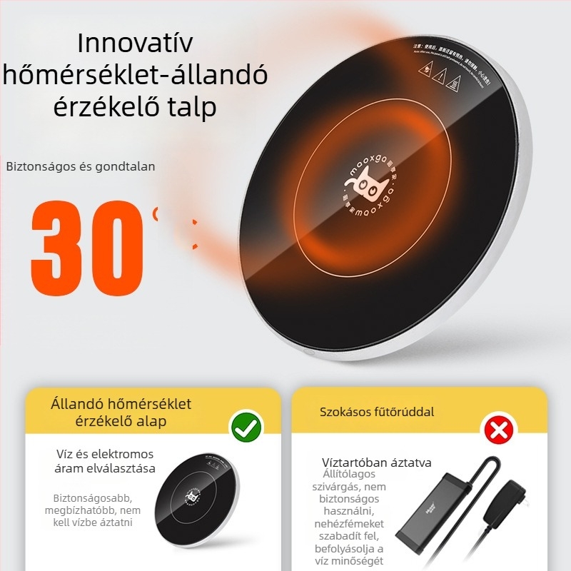 Háziállatok automata vízadagolója, kerámia tartály, újratölthető vezeték nélküli modell, leválasztható kialakítás, állandó hőmérsékletű folyó víz