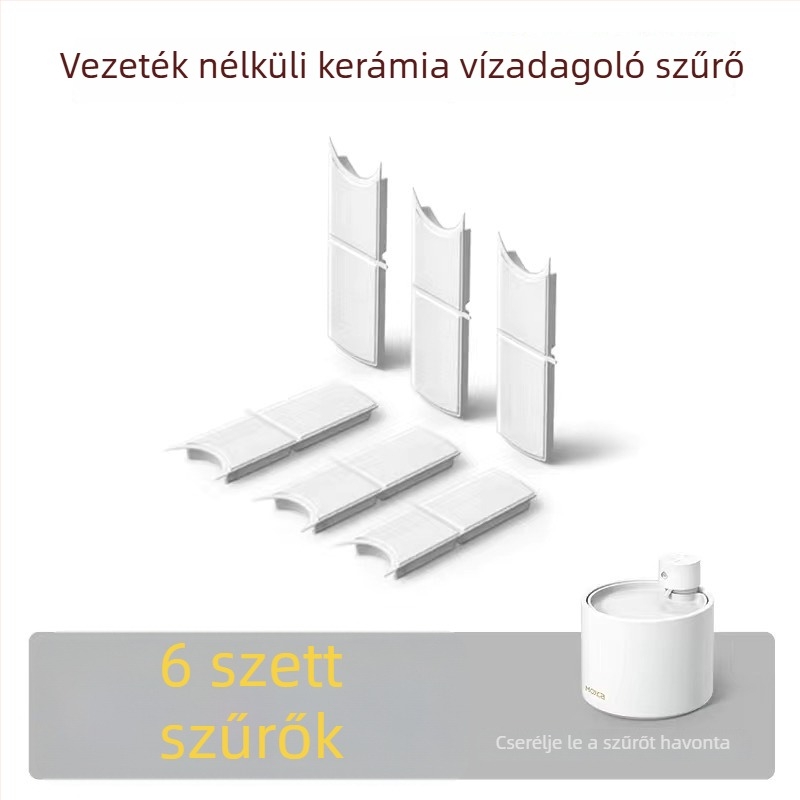 Háziállatok automata vízadagolója, kerámia tartály, újratölthető vezeték nélküli modell, leválasztható kialakítás, állandó hőmérsékletű folyó víz