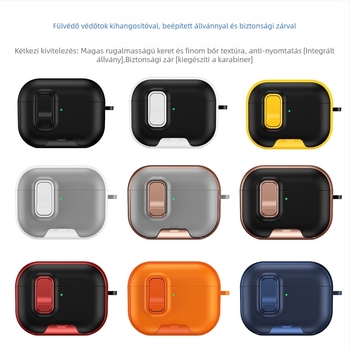 AirPods Pro 3 védőtok – TPU+PC, ütésálló, zárócsatával és tartóval, injekciós öntés