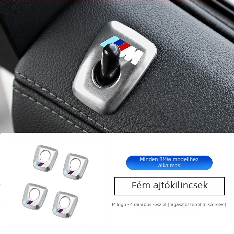 Fém ajtózár gombvédő BMW-hez — kompatibilis a 3-as, 5-ös sorozattal, X3, X5, X1 modellekhez, nyomtatott logóval