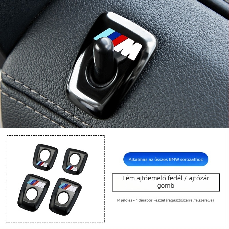 Fém ajtózár gombvédő BMW-hez — kompatibilis a 3-as, 5-ös sorozattal, X3, X5, X1 modellekhez, nyomtatott logóval