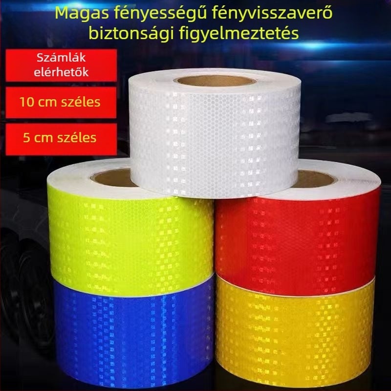 Visszaverő figyelmeztető matrica — ragasztó anyag, testreszabható, egyszínű mintázat, felhelyezés ragasztóval.