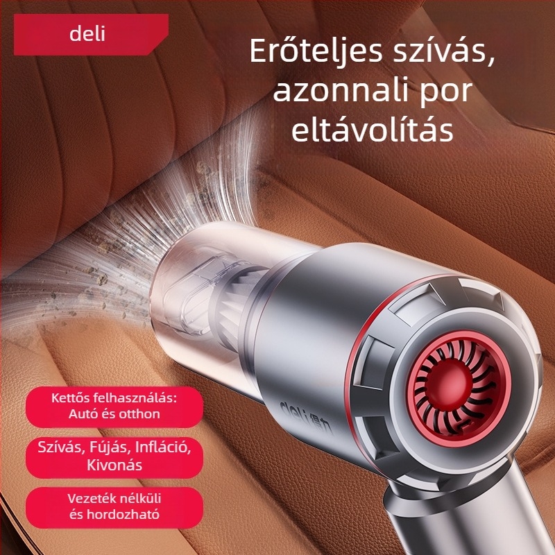 Kézi porszívó autóhoz és otthonhoz, vezeték nélküli, újratölthető, 7.4V 120W, 4000Pa szívás