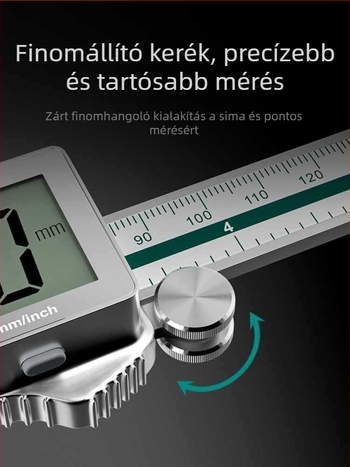 Digitális tolómérő rozsdamentes acélból a mélység méréséhez, nagy pontosság