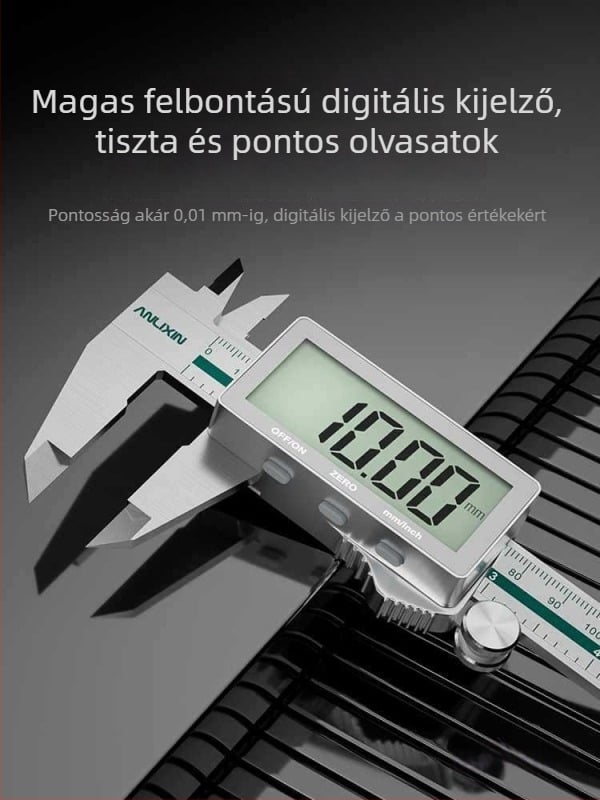 Digitális tolómérő rozsdamentes acélból a mélység méréséhez, nagy pontosság