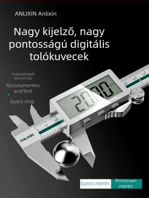 Digitális tolómérő rozsdamentes acélból a mélység méréséhez, nagy pontosság