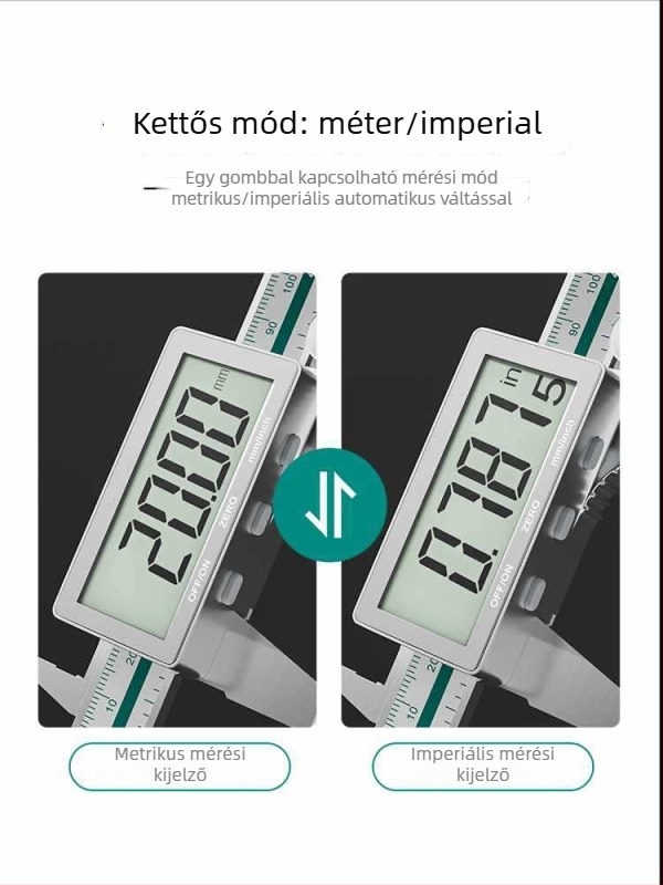 Digitális tolómérő rozsdamentes acélból a mélység méréséhez, nagy pontosság