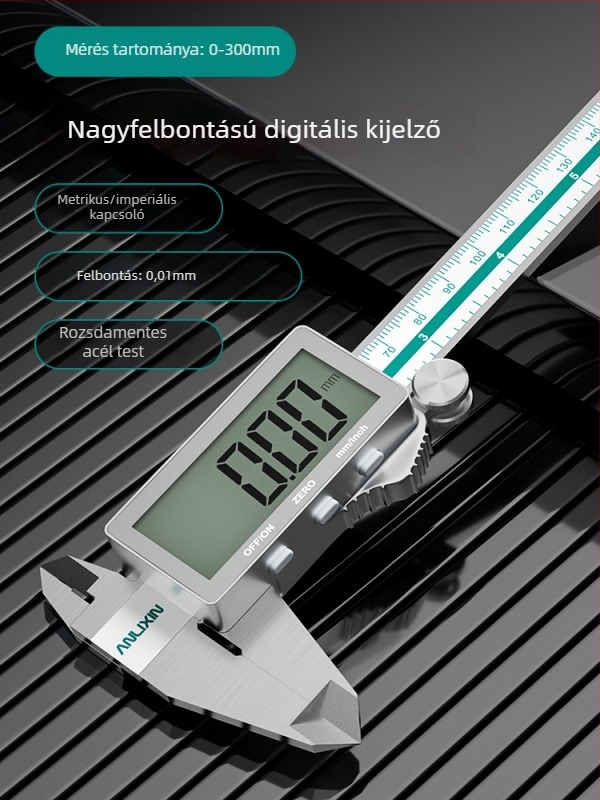 Digitális tolómérő rozsdamentes acélból a mélység méréséhez, nagy pontosság