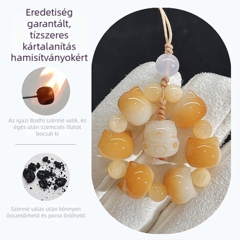 Fehér jade Bodhi medál, aranyos macska mancsos medál, uniszex táskadísz és kulcstartó kiegészítő