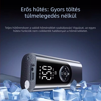Hordozható vezeték nélküli autókerékpumpa – 12V, 80W, 25 L/perc, Type-C töltés, digitális kijelző