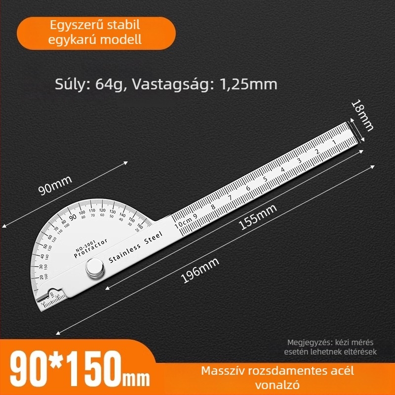 Neck Strength Rozsdamentes acél, nagy pontosságú szögmérő, többfunkciós szögmérő faipari és ipari felhasználásra