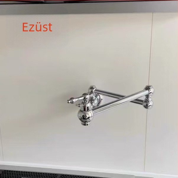 Réz konyhai falra szerelt hajtogatható-teleszkópos forgó csap, kerámiás szeleppel, be-/kimeneti átmérők 1/2, 3/8, 9/16