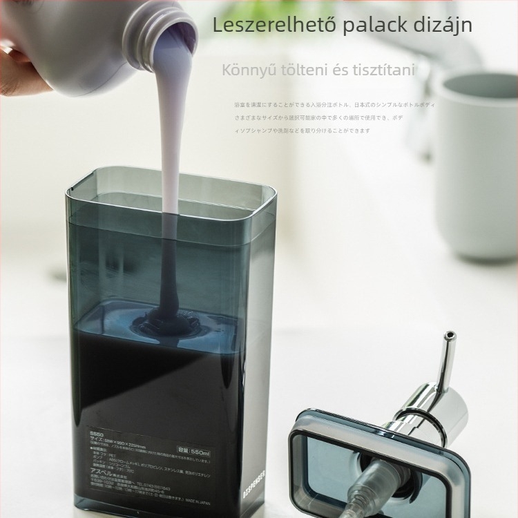 Asvel műanyag fürdőszobai adagoló pumpával, modern minimál stílus, 400 g, funkció: kézi nyomás