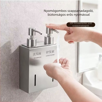 304 rozsdamentes acélból készült falra szerelhető kézi nyomású szappanadagoló, csiszolt/aranyozott felület, modern minimalista stílus